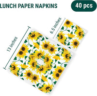 Paper Luncheon Napkins 40pcs 13"x13" Sunflowers on White - image 2