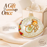 Christmas Ornament, Angel with House and Holiday Tree, Blown Glass Ball 3-inch (Vanilla Go - image 8