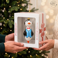 Penguin Glass Christmas Ornaments Balls Hand Blown Black Tie 5.25 in - image 2