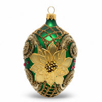 Faberge Egg Hand Blown Glass Christmas Ornaments Balls, Polish 5 in