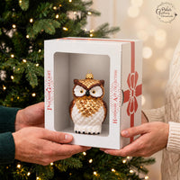 Owl Glass Christmas Ornaments Balls Hand Blown Woodland 5.5 in - image 2