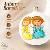 Hand Blown Glass Christmas Ornaments Ball, Praying Angel White 3 in - image 3