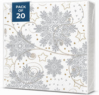 Christmas Napkins Paper Disposable Decorative Decoupage Silver Snowflakes
