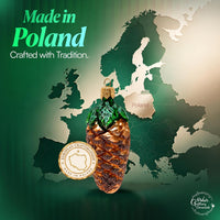 Mini Glass Christmas Ornaments Ball Hand Blown, Brown Pinecone 2 in - image 5