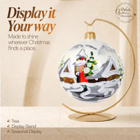 Polish Hand Blown Glass Christmas Ornaments Ball, First Snow White 5 in - image 2