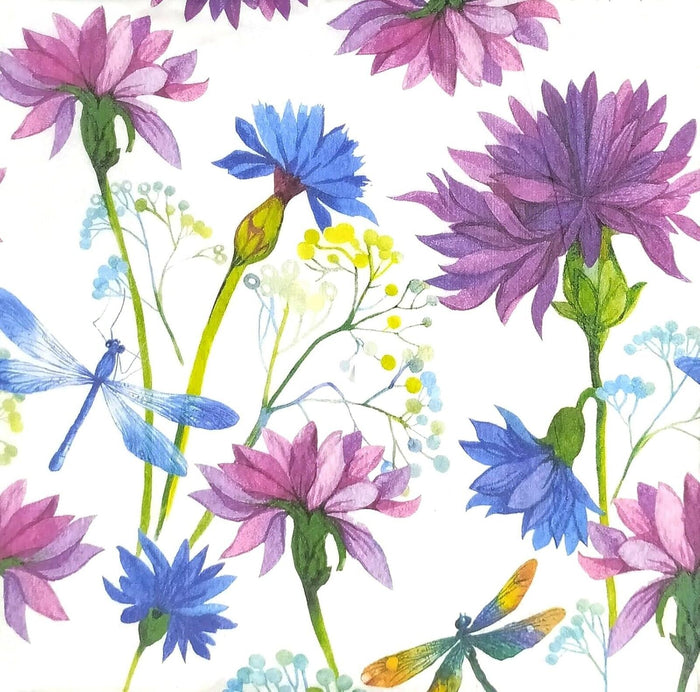 Floral Napkins Paper Disposable Decorative Decoupage Purple Flowers 13 in
