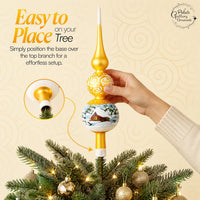 Finial Glass Christmas Vintage Tree Topper, Gold Swirl 15 in - image 4