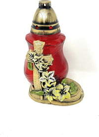 AM Décor Christian Cross Cemetery Memorial Candle | Gravesite Remembrance Decoration | Gla - image 3