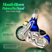 Mini Glass Christmas Ornaments Ball Hand Blown, Blue Motorcycle 2 in - image 3