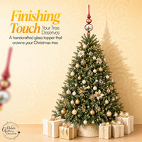 Finial Glass Christmas Vintage Tree Topper, Burgundy Wave 15 in - image 5