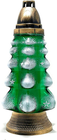 Christmas Tree Cemetery Memorial Candle | Gravesite Remembrance Decor | Glass Lantern Euro - image 3