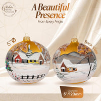 Polish Hand Blown Glass Christmas Ornaments Ball, Countryside Gold 5 in - image 2