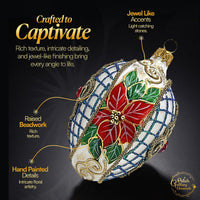 Faberge Egg Hand Blown Glass Christmas Ornaments Balls Chromatic White 5 in - image 3
