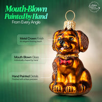Mini Glass Christmas Ornaments Ball Hand Blown, Brown Dog 2 in - image 3