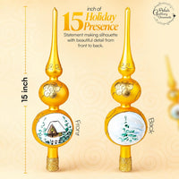 Finial Glass Christmas Vintage Tree Topper, Gold Wave 15 in - image 3