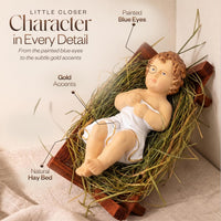 Baby Jesus Figurines Manger Nativity Scene Set Indoor Wooden Crib 3.5 in - image 3