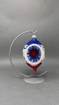 Christmas Ornament, Blown Glass 5-inch Long (Set of 4, White, Blue and Red) - image 5
