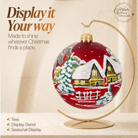 Polish Hand Blown Glass Christmas Ornaments Ball, Countryside Matte Red 5in - image 2