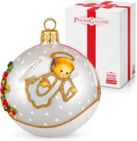 Hand Blown Glass Christmas Ornaments Ball, Angel & House White Silver 3 in