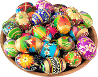 Polish Easter Handpainted Wooden Eggs (Pisanki) Decorative Eggs for Easter - Set of 6 Larg