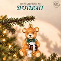 Teddy Glass Christmas Ornaments Balls Hand Blown Bear with Gift 3.5 in - image 5