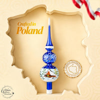 15 Inch Blue Gloss Spitz Glass Christmas Tree Topper Mouth Blown by Polish Artisans and Ha - image 2