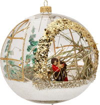 Nativity Scene Glass Christmas Ornament 6" Ball + Stand - image 2
