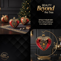 Hand Blown Glass Christmas Heart Ornaments, Palace Red 4 in - image 6