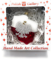 Poland Coat of Arms Christmas Ornament Blown Glass Hand Decorated Red and White Polish Gif - image 8