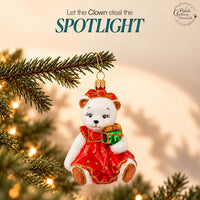 Polar Glass Christmas Ornaments Balls Hand Blown Bear in Red Dress 3.5 in - image 5