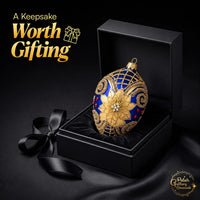 Faberge Egg Hand Blown Glass Christmas Ornaments Balls Sapphire Matte 5 in - image 3