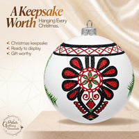 Hand Blown Glass Christmas Ornaments Ball, Goralen Folk White Glossy 5 in - image 8