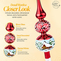 Finial Glass Christmas Vintage Tree Topper, Burgundy Swirl 12 in - image 4