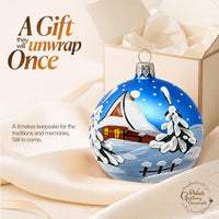 Set of 6 Sky Blue Glass Balls Christmas Ornament Glass Art 3 in - image 7