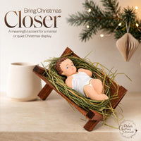 Baby Jesus Figurines Manger Nativity Scene Set Indoor, Natural Hay 4 in - image 4