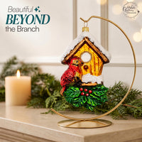 Cardinal Glass Christmas Ornaments Balls Hand Blown Birdhouse 5.75 in - image 6