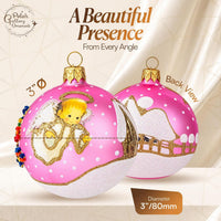 Polish Hand Blown Glass Christmas Ornaments Ball Angel House Pink - image 2