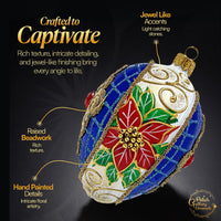 Faberge Egg Hand Blown Glass Christmas Ornaments Balls Sapphire Gloss 5 in - image 3