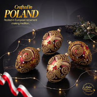Faberge Egg Hand Blown Glass Christmas Ornaments Balls Burgundy Gloss 5 in - image 3