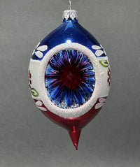 Christmas Ornament, Blown Glass 5-inch Long (Set of 4, White, Blue and Red) - image 3