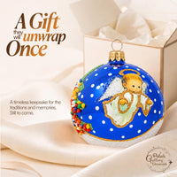 Christmas Ornament, Angel with House and Holiday Tree, Blown Glass Ball 3-inch (Navy Gloss - image 8