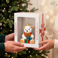 Polar Glass Christmas Ornaments Balls Hand Blown Bear with Gifts 3.5 in - image 2
