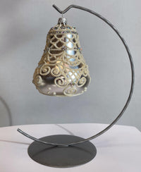 Hand Blown Glass Christmas Bells Ornaments, Shimmering White 4 in - image 2