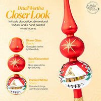 Finial Glass Christmas Vintage Tree Topper, Red Snowflake 12 in - image 4
