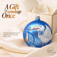 Hand Blown Glass Christmas Ornaments Ball, Baby's 1st Christmas Blue 5 in - image 7