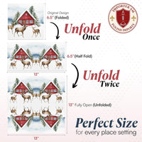 Christmas Napkins Paper Disposable Decorative Decoupage Red House 13 in - image 2