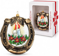 Horseshoe Glass Christmas Ornaments Balls Hand Blown Candlelight 4 in