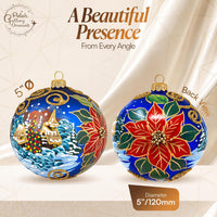 Hand Blown Glass Ball Christmas Ornament, 5 in, Wintry Navy - image 2