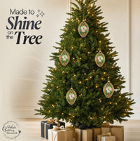 Faberge Egg Hand Blown Glass Christmas Ornaments Balls Green Gloss 5 in - image 3