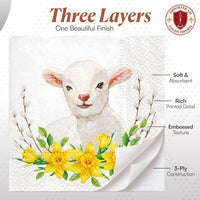 Easter Napkins Paper Disposable Decorative Decoupage Lamb With Wreath 13 in - image 4